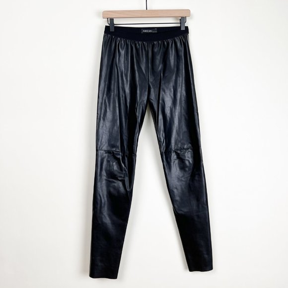 Marc Cain Artificial Leather High Rise Slim Skinny Trouser Pants Leggings Sexy 8 - Picture 6 of 16